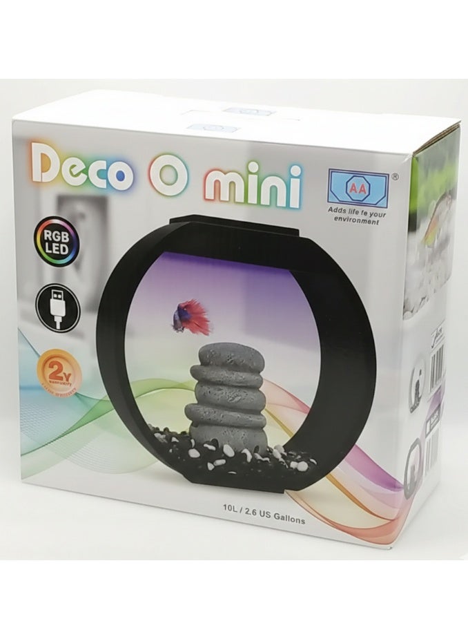 أيه أيه حوض أسماك ديكو أو ميني - إضاءة LED RGB سوداء مع تحكم باللمس 10 لتر - Image 2